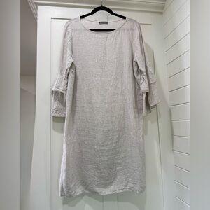 Piazza Del Tempio Light Oat Ruffle Sleeve Dress